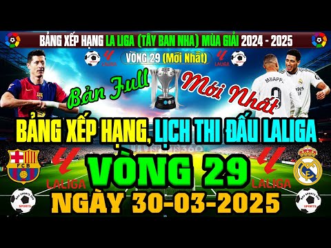 bang xep hang laliga tay ban nha 2024 2025 vong 29 moi nhat ngay 30 3 2025 barcelona real 63d