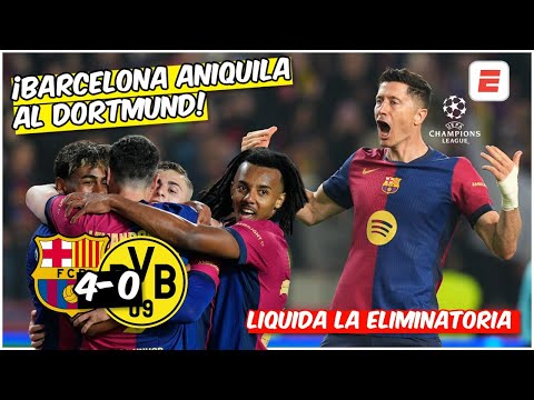 barcelona destruye 4 0 al dortmund con goles de lewandowski raphinha y lamine champions league