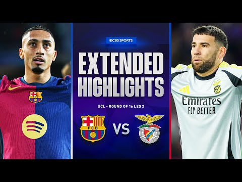 barcelona vs benfica extended highlights ucl round of 16 leg 2 cbs sports golazo