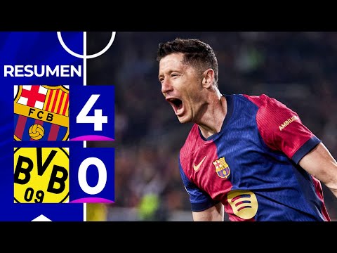 barcelona vs borussia dortmund 4 0 resumen highlights goles champions league 2024 25