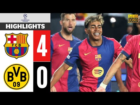 barcelona vs borussia dortmund 4 0 resumen y goles hoy champions league 2024 25