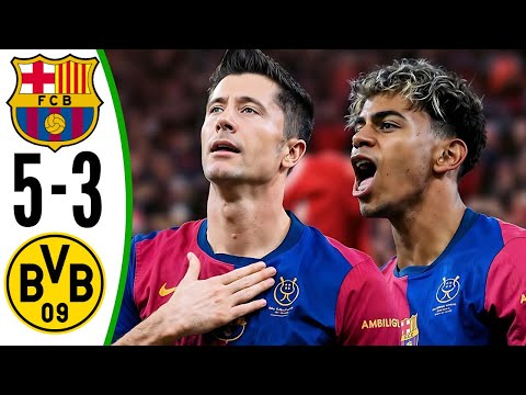 barcelona vs borussia dortmund 5 3 highlights all goals european champions league 2024 25