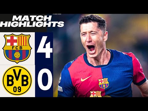 bramka de robert lewandowski barcelona vs borussia dortmund 4 0 skrot liga mistrzow 2024 25