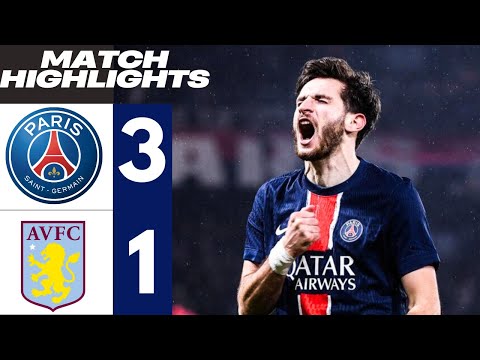 but kvaratskhelia psg vs aston villa 3 1 resume ligue des champions 2024 25 doue but