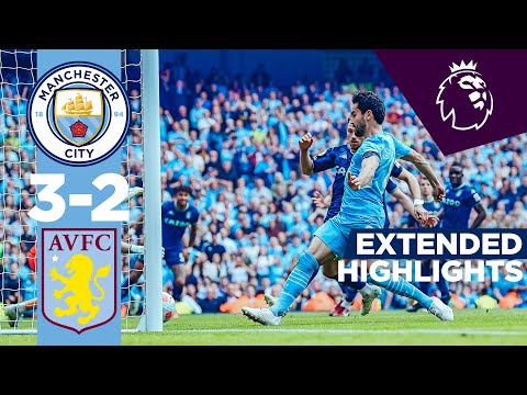 extended highlights man city 3 2 aston villa ilkay gundogan super sub premier league champions
