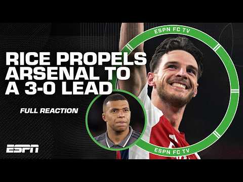 full reaction arsenal take 3 0 lead over real madrid behind declan rice free kicks f09f9180 espn fc