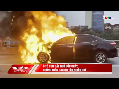 ha noi o to con bat ngo boc chay duong tren cao un tac nhieu gio