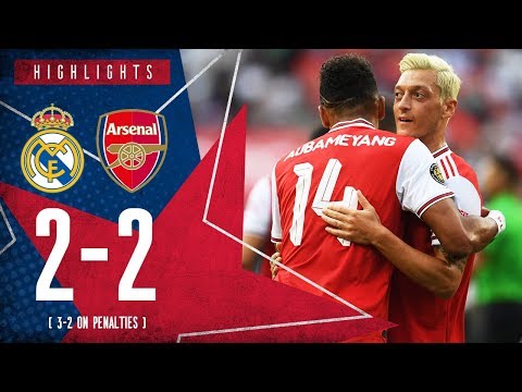 highlights real madrid 2 2 arsenal 3 2 on penalties icc 2019