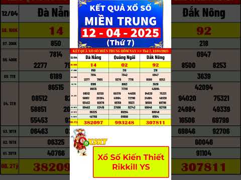 ket qua xo so mien trung hom nay ngay 12 4 2025 xs da nang xs quang ngai xs dak nong shorts