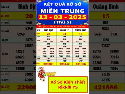 ket qua xo so mien trung hom nay ngay 13 3 2025 xs binh dinh xs quang tri xs quang binh shorts
