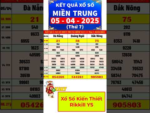 ket qua xo so mien trung hom nay ngay 5 4 2025 xs da nang xs quang ngai xs dak nong shorts