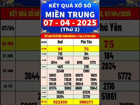 ket qua xo so mien trung hom nay thu 2 ngay 7 4 2025 xs thua thien hue xs phu yen shorts
