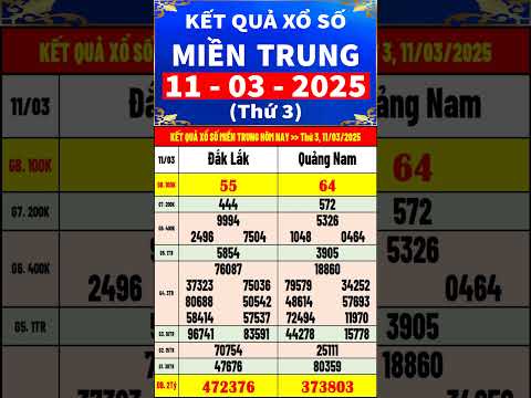 ket qua xo so mien trung hom nay thu 3 ngay 11 3 2025 xs dak lak xs quang nam shorts