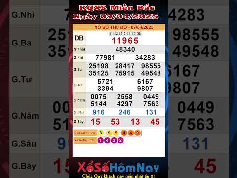 kqxsmb ket qua xo so mien bac ngay 07 04 2025 xsmb xs thu do ha noi xshn xo so thu do
