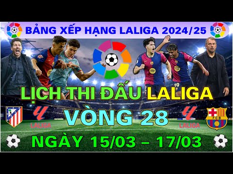 lich thi dau bang xep hang vong 28 laliga 2024 2025
