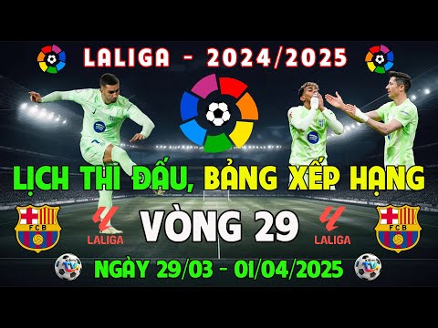 lich thi dau bang xep hang vong 29 laliga 2024 2025