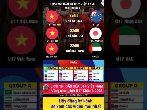 lich thi dau cua u17 viet nam tai vong chung ket u17 chau a 2025 u17vietnam u17 shorts u17asian