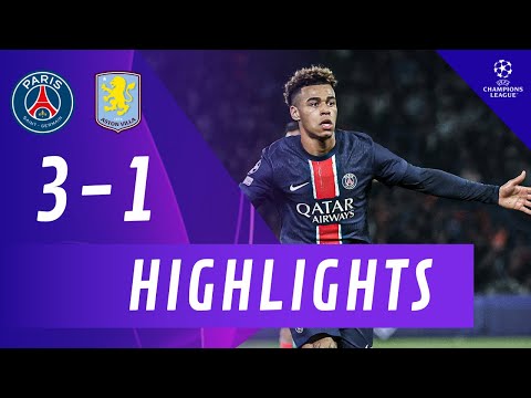 psg vs aston villa 3 1 resume highlights uefa champions league 24 25