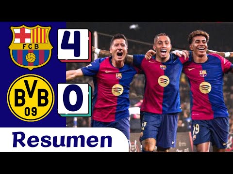 resumen barcelona vs borussia dortmund 4 0 resumen liga de campeones gol de lamine yamal