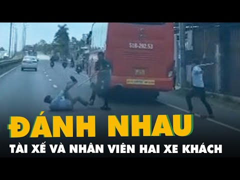 tai xe nhan vien hai xe khach danh nhau loan xa tren quoc lo 1