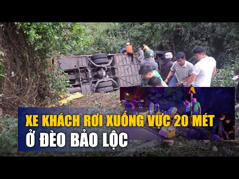 xe khach mat lai roi xuong vuc sau 20 met tai deo bao loc