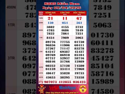 xo so mien nam xsmn ngay 09 04 2025 truc tiep kqxs xo so dong nai xo so can tho soc trang
