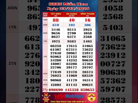 xo so mien nam xsmn ngay 27 03 2025 truc tiep kqxs xo so tay ninh xo so an giang binh thuan
